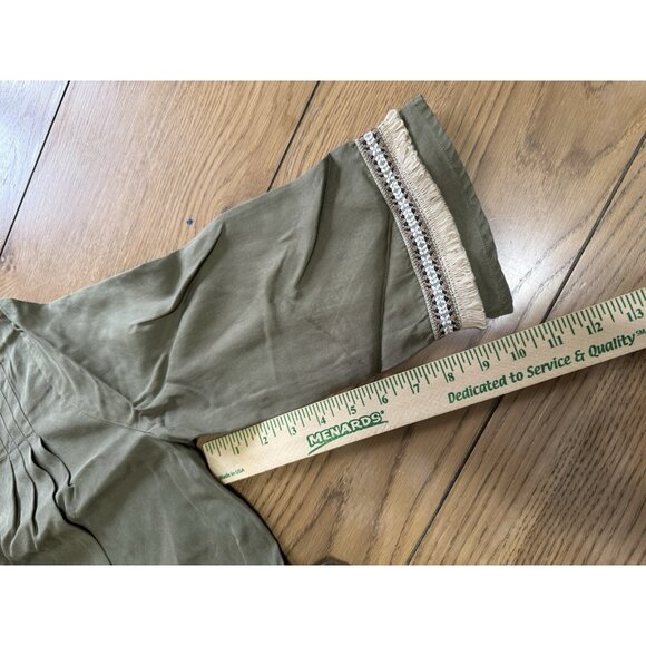ILLA ILLA Green Size Large Fringe Embroidered Tencel Dress‎ Boho Hippie Peasant - Picture 7 of 11